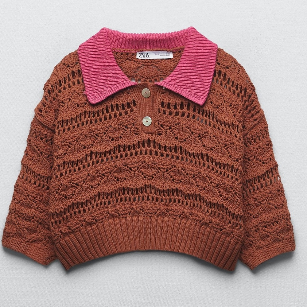 ZARA KNIT CROP TOP🤎